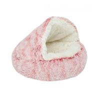 Rozhuhro Cat Bed Small Dog Bed, Semi-Enclosed Pet Nest, Round Warm Plush Mat Beds, Fluffy Plush Dog Beds for Cats and Dogs to Rest Sleep,pink,40CM