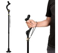 Rozhuhro Folding Walking Stick for Women Elderly Men, Adjustable Crutches with Comfy Handle, Posture Walking Cane 10 Height Adjustment Self-Stand Aluminum Alloy Black Canes for Every Occasion