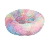 Rozhuhro Plush Donut Cat Bed, Round Warm Calming Dog Bed, Pet Sofa Bed for Indoor Use, Cats Puppies Soft Cushion for Dogs with Non-Slip Bottom, House Pet Supplies,colorful,60CM