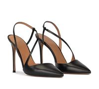 Rozhuhro Strappy High Heel Sandals for Women Sexy Pointed Toe Party Dress Stiletto Heel Sandals Simple Solid Color Closed Toe Pull on Wedding Evening Pumps Shoes,Black,9 UK