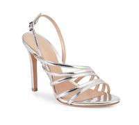Rozhuhro Strappy High Heel Sandals for Women's Elegant Open Toe Party Stiletto Heel Sandals Comfort Ankle Strap Lace Up Wedding Party Prom Sexy Sandals,Silver,11 UK