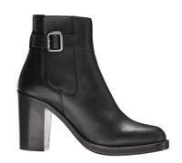 Rozhuhro Women's Chunky High Heel Leather Ankle Boots Comfort Round Toe Slip-on Heel Short Booties Classic Ankle Strap Buckle Fall Winter Booties,Black,11 UK