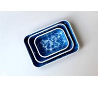 Rozi Bubble Collection Enamel 3-Piece Rectangular Serving And Roasting Dish Set