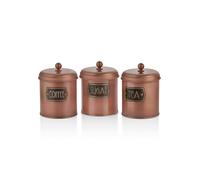 The Mia Copper Finish Coffee, Tea, And Sugar Jar Set - 17 cm (H) x 13 cm (Dia)
