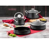 Rozi Dora Collection 7-Piece Non-Stick Granite Cookware Set (Black)