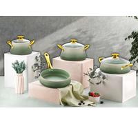 Dora Collection 7-Piece Non-Stick Granite Cookware Set (Green)