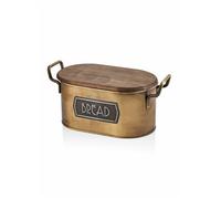 Rozi Gold Bread Bin With Wooden Lid