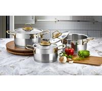 Rozi Luna Collection 6-Piece Stainless Steel Mini Cookware Set (Gold Handles)