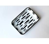 Rozi Stripe Collection Enamel Rectangular Serving And Roasting Dish - 26 Cm (W) X 18 Cm (D) X 4 Cm (H)