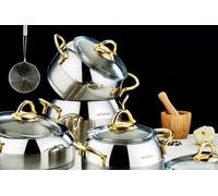Rozi Venus Collection 8-Piece Stainless Steel Cookware Set (Gold Handles)