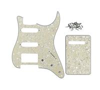 ROZILO 11 Hole Aged Pearl Strat HSS Pickguard Guitar BackPlate Set For Fender US/Mexico Made Standard Stratocaster Guitar Part