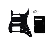 ROZILO 11 Hole Black 3 Ply Strat HSS Pickguard Guitar BackPlate Set For Fender US/Mexico Made Standard Stratocaster Guitar Part