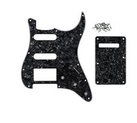 ROZILO 11 Hole Black Pearl Strat HSS Pickguard Guitar BackPlate Set For Fender US/Mexico Made Standard Stratocaster Guitar Part