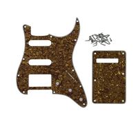 ROZILO 11 Hole Brown Pearl Strat HSS Pickguard Guitar BackPlate Set For Fender US/Mexico Made Standard Stratocaster Guitar Part