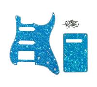 ROZILO 11 Hole Light Blue Pearl Strat HSS Pickguard Guitar BackPlate Set For Fender US/Mexico Made Standard Stratocaster Guitar Part