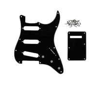 ROZILO 11 Hole SSS Electric Guitar Pickguard Back Plate Tremolo Trem Cover with Pickguard Screws for 3 Single Coil Pickups Black 3 Ply
