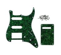 ROZILO 11 Hole Strat HSS Pickguard Guitar BackPlate Set For Fender US/Mexico Made Standard Stratocaster Green Pearl