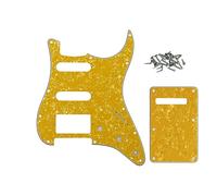 ROZILO 11 Hole Yellow Pearl Strat HSS Pickguard Guitar BackPlate Set For Fender US/Mexico Made Standard Stratocaster Guitar Part