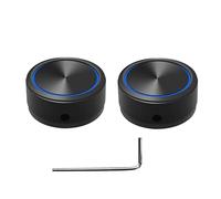 ROZILO 2pcs Black Vertical Stripes with Blue Circle Aluminum Electronic Control Potentiometer Audio Knob 38x 17mm (d*h) for 6mm Diameter Shaft