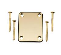 ROZILO 4 Holes Metal Guitar Chrome Neck Plates with Screws for Fender Strat Tele Electric Guitar or Bass Gold