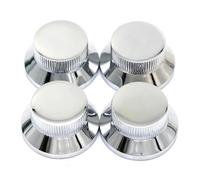 ROZILO 4PCS Chrome Electric Guitar Control Knobs Metal Volume and Tone Knobs for Fender Strat Telecaster Jazz Les Paul Electric Guitar