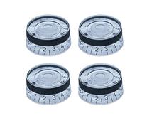 ROZILO 4Pcs Guitar Top Hat Knobs With Acyclic Edge Speed Volume Tone Control Knobs Compatible with Les Paul LP Style Electric Guitar Clear With Black