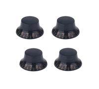 ROZILO 4PCS LP Guitar Plastic Bell Knobs Top Hat Knobs for Epi Les Paul/Import Guitar Bass Black With Gold Number