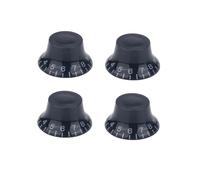 ROZILO 4PCS LP Guitar Plastic Bell Knobs Top Hat Knobs for Epi Les Paul/Import Guitar Bass Black With White Number