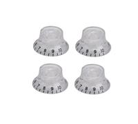 ROZILO 4PCS LP Guitar Plastic Bell Knobs Top Hat Knobs for Epi Les Paul/Import Guitar Bass Clear With Black Number