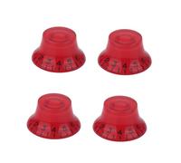 ROZILO 4PCS LP Guitar Plastic Bell Knobs Top Hat Knobs for Epi Les Paul/Import Guitar Bass Red With Black Number