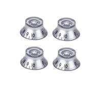 ROZILO 4PCS LP Guitar Plastic Bell Knobs Top Hat Knobs for Epi Les Paul/Import Guitar Bass Silver With Black Number