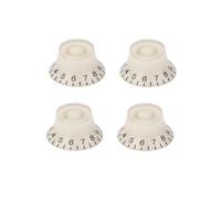ROZILO 4PCS LP Guitar Plastic Bell Knobs Top Hat Knobs for Epi Les Paul/Import Guitar Bass White With Black Number