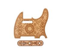 ROZILO 8 Hole Tele Maple Guitar Pickguard Wood Scrach Plate with Maple Control Plate Screws for American/Mexican Telecaster
