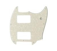 ROZILO Aged Pearl HH 9 Holes Round Corner Guitar Pickguard 2 Humbuckers Compatible for Squier Bullet Series Mustang Electric Guitar