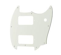 ROZILO Aged White HH 9 Holes Round Corner Guitar Pickguard 2 Humbuckers Compatible for Squier Bullet Series Mustang Electric Guitar