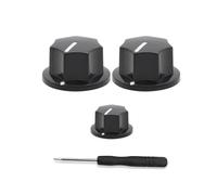 ROZILO Black 3pcs Brass Insert USA Spec 1/4" Large and Small Knobs Bass Knobs For Jazz Bass Knobs