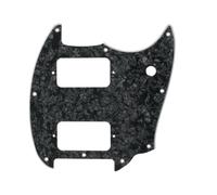 ROZILO Black Pearl HH 9 Holes Round Corner Guitar Pickguard 2 Humbuckers Compatible for Squier Bullet Series Mustang Electric Guitar