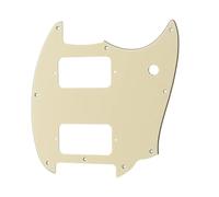 ROZILO Cream 3 Ply HH 9 Holes Round Corner Guitar Pickguard 2 Humbuckers Compatible for Squier Bullet Series Mustang Electric Guitar