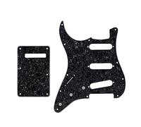 ROZILO Lefty ST/Strat Style SSS Pickguard Left Handed Scratch Plate Trem Cover Back Plate for USA/Mexican Fender Standard ST Black Pearl
