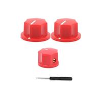 ROZILO Red 3pcs Brass Insert USA Spec 1/4" Large and Small Knobs Bass Knobs For Jazz Bass Knobs
