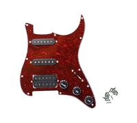ROZILO Red Tortoise Prewired Electric Guitar SSH Loaded Pickguard Humbucker Black Pickups Switch & Control Knobs Set for Fender Stratocaster Electric