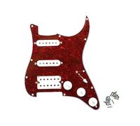 ROZILO Red Tortoise Prewired Electric Guitar SSH Loaded Pickguard Humbucker White Pickups Switch & Control Knobs Set for Fender Stratocaster Electric