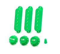 ROZILO ST Strat Pickup Covers Knobs 6 Hole Single Coil Switch Set 2 Tone 1 Volume Knobs for Electric Guitar Green