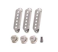 ROZILO ST Strat Pickup Covers Knobs 6 Hole Single Coil Switch Set 2 Tone 1 Volume Knobs for Electric Guitar Chrome