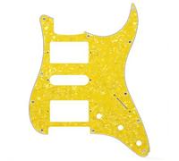 ROZILO Strat HSH Pickguard Pick Guard Scratch Plate with Screws for American/Mexican Standard Strat Modern Style Guitar Replacement Yellow Pearl