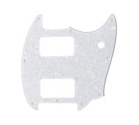 ROZILO White Pearl HH 9 Holes Round Corner Guitar Pickguard 2 Humbuckers Compatible for Squier Bullet Series Mustang Electric Guitar
