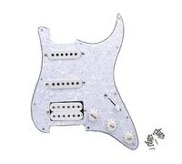 ROZILO White Pearl Prewired Electric Guitar SSH Loaded Pickguard Humbucker White Pickups Switch & Control Knobs Set for Fender Stratocaster Electric