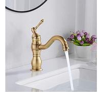 Rozin Antique Brass Bathroom Sink Tap Brass Single Hole Deck Mounted Basin Mixer Wash Sink Tap