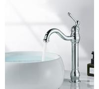 Rozin Bathroom Basin Tap High Mixer Taps Vessel 360° Swivel Spout Faucet Brass Single Handle Chrome Polished Deck Mounted Cold and Hot Water Mixing Tap