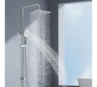 Rozin Shower Riser Rail Kit Adjustable Chrome 2 Functions Square Overhead 29 * 19cm and Hand Shower Stainless Steel Easy Install